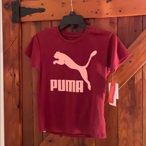 Girls Burgundy & Pink PUMA Shirt. Small
